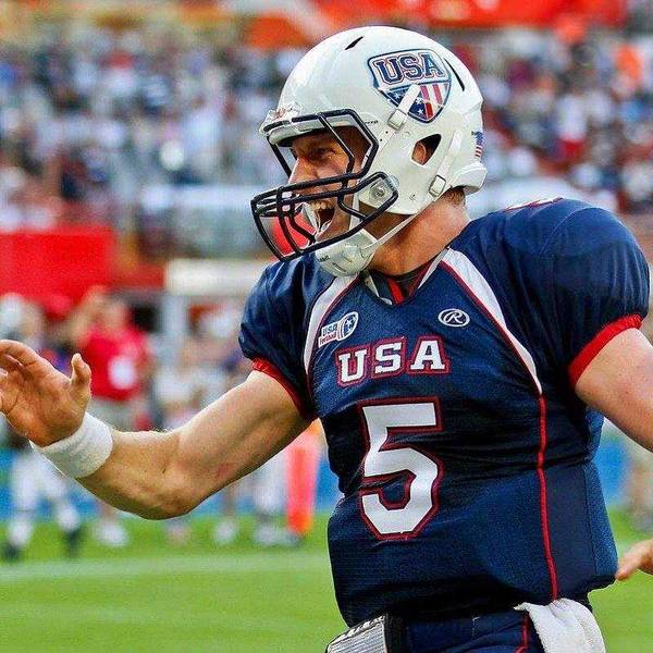 Matthew Bassuener representing Team USA in a number 5 uniform